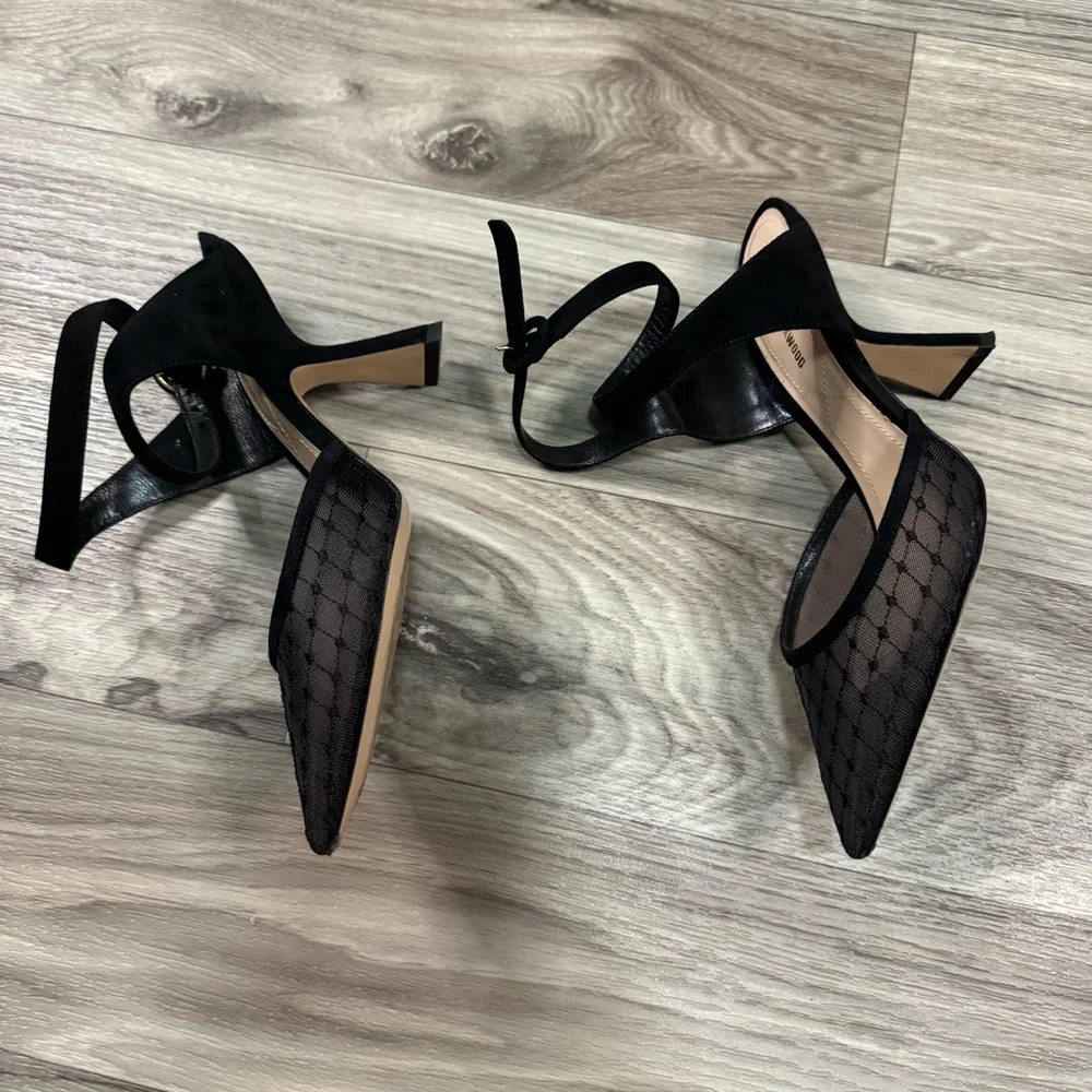 Nicholas Kirkwood Lexi Strap Pump Fishnet Mesh & Suede Black Size 38